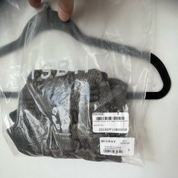MISBHV, Wool and Silk Blend, Black & Taupe Monogram Polo - Multicolor. Size: S. - Picture 10 of 13